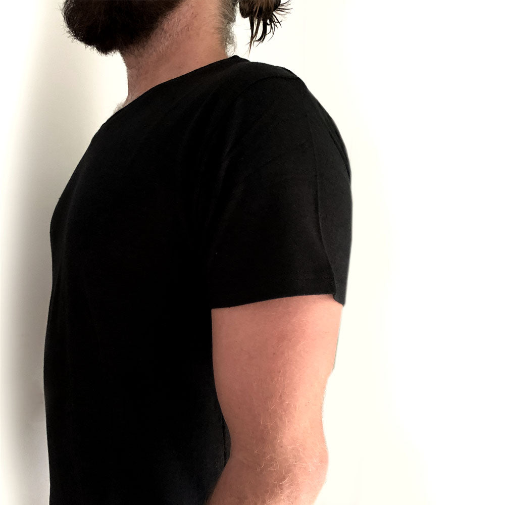 Unisex Black Hemp V Neck T'shirt