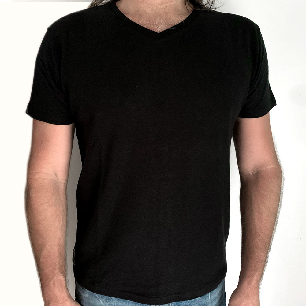 Unisex Black Hemp: Blank V Neck T'shirt