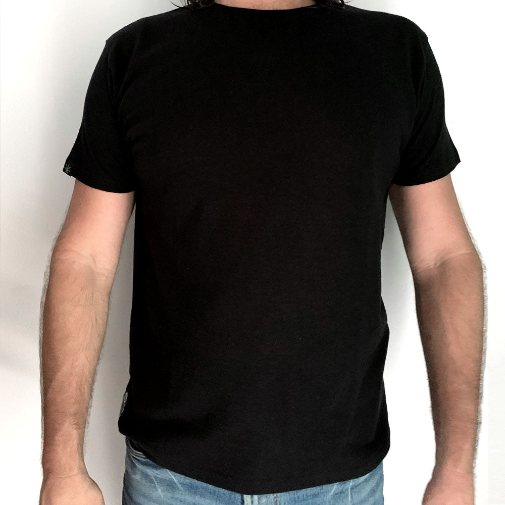 Unisex Black Hemp Round Neck T'shirt